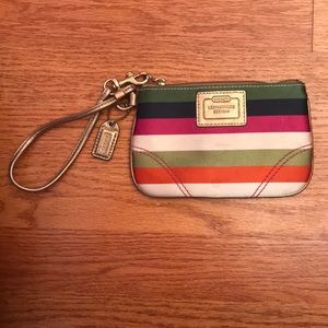 Coach striped wristlet